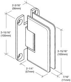 CRL P1N037CH Polished Chrome Pinnacle 037 Series Wall Mount 'H' Back Plate Hinge