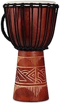 Latin Percussion World Bat Wood Art Medium Djembe Drum, Red
