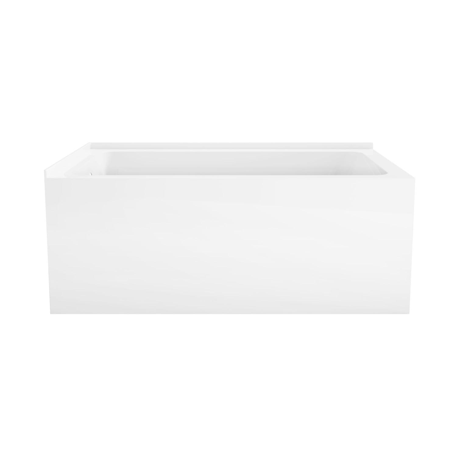 Kingston Brass Aqua Eden 54-Inch Acrylic Rectangular 2-Wall Corner Alcove Tub, Hand Drain