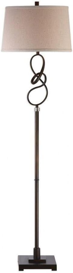 Uttermost Tenley Steel Crystal Floor Lamp in Rubbed Bronze and Light Beige