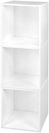 Niche Cubo Storage Organizer Open Bookshelf Set- 3 Cubes- White Wood Grain