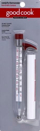 GoodCook Precision Candy and Deep Fry Thermometer with Storage Sleeve, Clear/Red