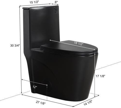 Matte Black High Efficiency Dual Flush One Piece Toilet