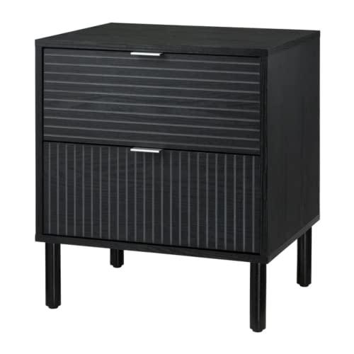 Sango Sango Merk 2-Drawer Solid Wood Nightstand, Drawers With Horizontal & Vertical Grooves