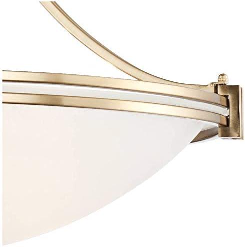 Possini Euro Design Deco Warm Brass Pendant Chandelier 21 1/2" Wide Modern White Marbled Bowl Glass 3-Light Fixture for Dining Room Kitchen Island