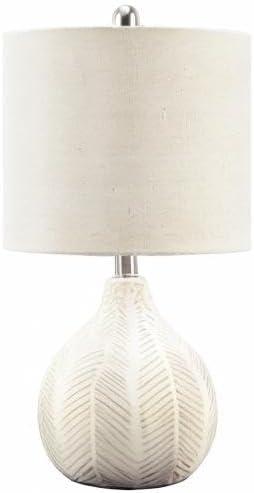 Rainermen Ceramic Table Lamp Off-White - Signature Design by Ashley: Modern Bedside Lighting, UL Listed