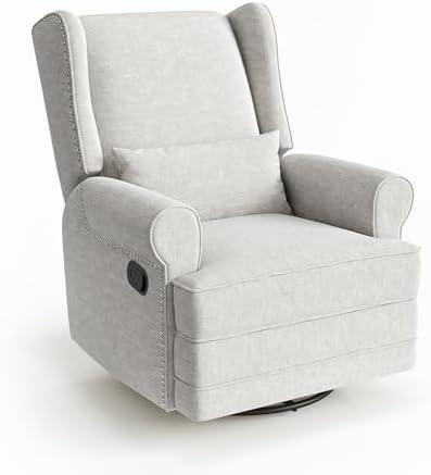 34" Wide Swivel Rocking Nursery Recliner Comfortable Upholstered Glider