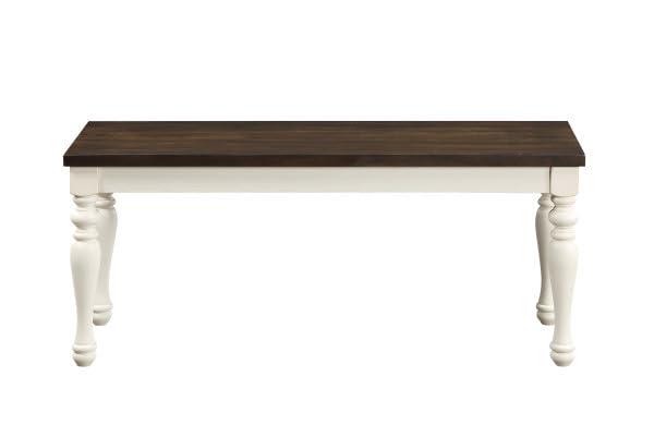 Steve Silver Joanna Farmhouse Two Tone Bench, Hand Stained Ivory