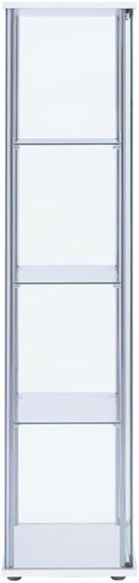 Rectangular 4-shelf Curio Cabinet White and Clear