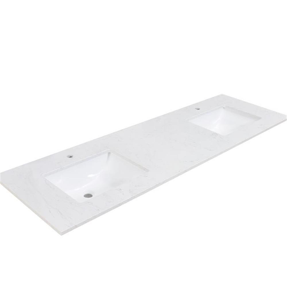 Altair Salerno 73" Double Bathroom Vanity Top in High Gloss White Stone Finish with Sink