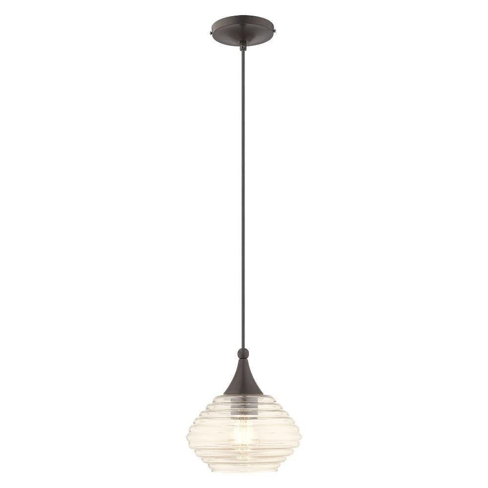 Livex Lighting Art Glass 1 - Light Pendant in English Bronze