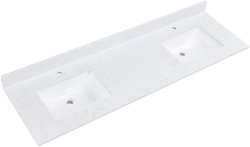 Altair Salerno 73" Double Bathroom Vanity Top in High Gloss White Stone Finish with Sink