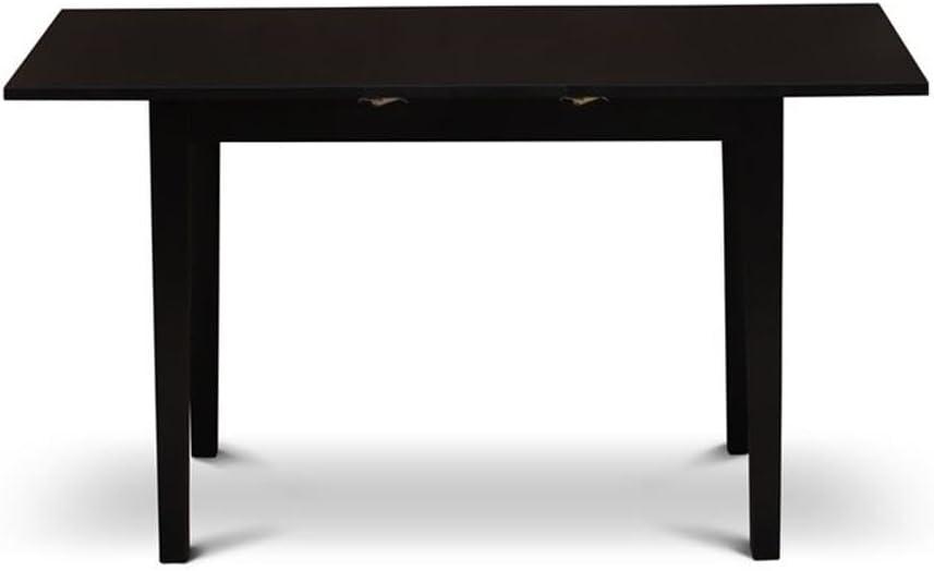 Norden Rectangular Modern Dining Table with Black Table Top Surface & Solid Wood Rectangular Legs