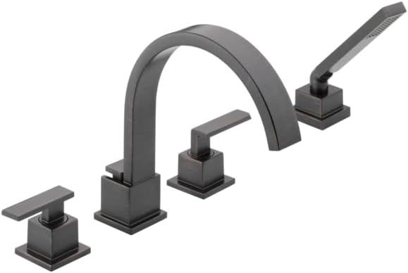 Vero Double Handle Deck Mounted Roman Tub Faucet with Handshower