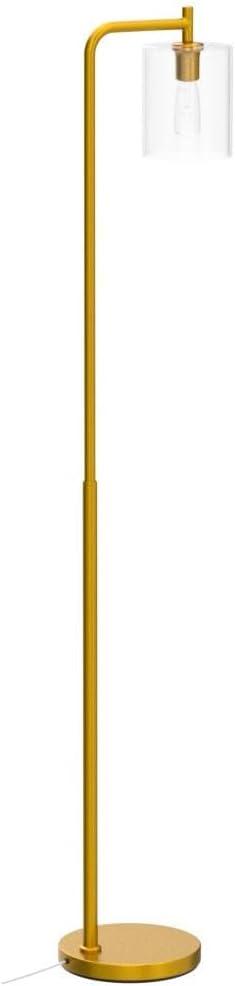 Brightech Elizabeth 66 in. Brass Industrial LED Floor Lamp with Glass Shade and Edison Bulb, Gold