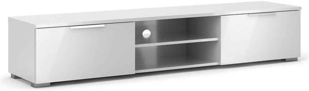 Tvilum Match 2 Drawer TV Stand with 2 Shelves, White High Gloss