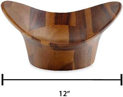 Ripple Acacia Wood Salad Bowl with Alloy Servers