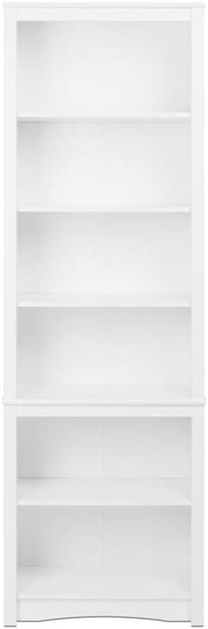 80" Tall Bookshelf White - Prepac: Laminated 6-Shelf Storage, Modern Design