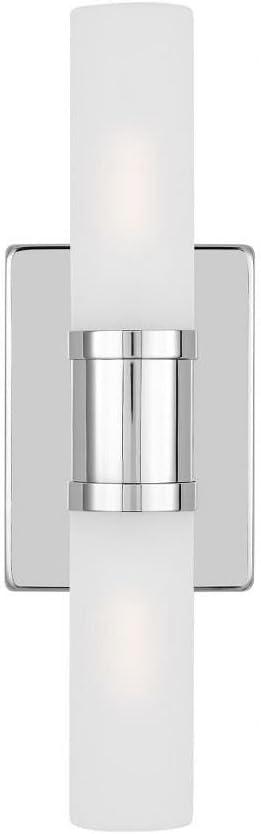 Keaton Chrome 2-Light Dimmable Bath Vanity with Satin Etched Glass