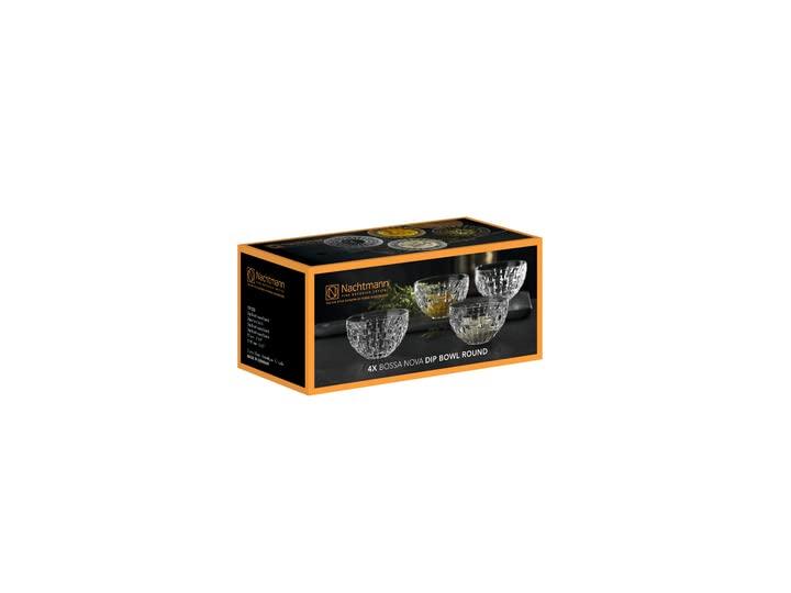 Nachtmann Bossa Nova Round Crystal Dip Bowls, Set of 4, Serving Dish for Sauce, Salsa, Ice Cream, and Dips, Giftable, 3.5 Ounce, Clear, Dishwasher Safe