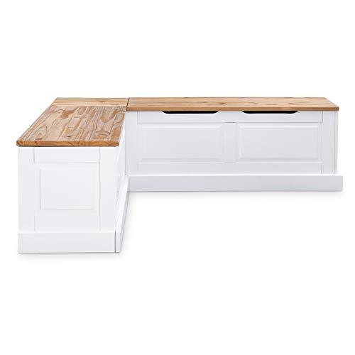 Riverbay Furniture Backless Wood Two Tone Breakfast Nook in Natural and White