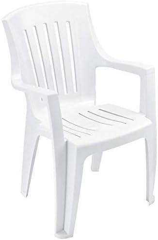 White Resin Stackable Outdoor Fan Back Chair