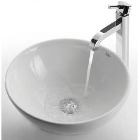 Ceramic Circular Vessel Bathroom Sink with Faucet