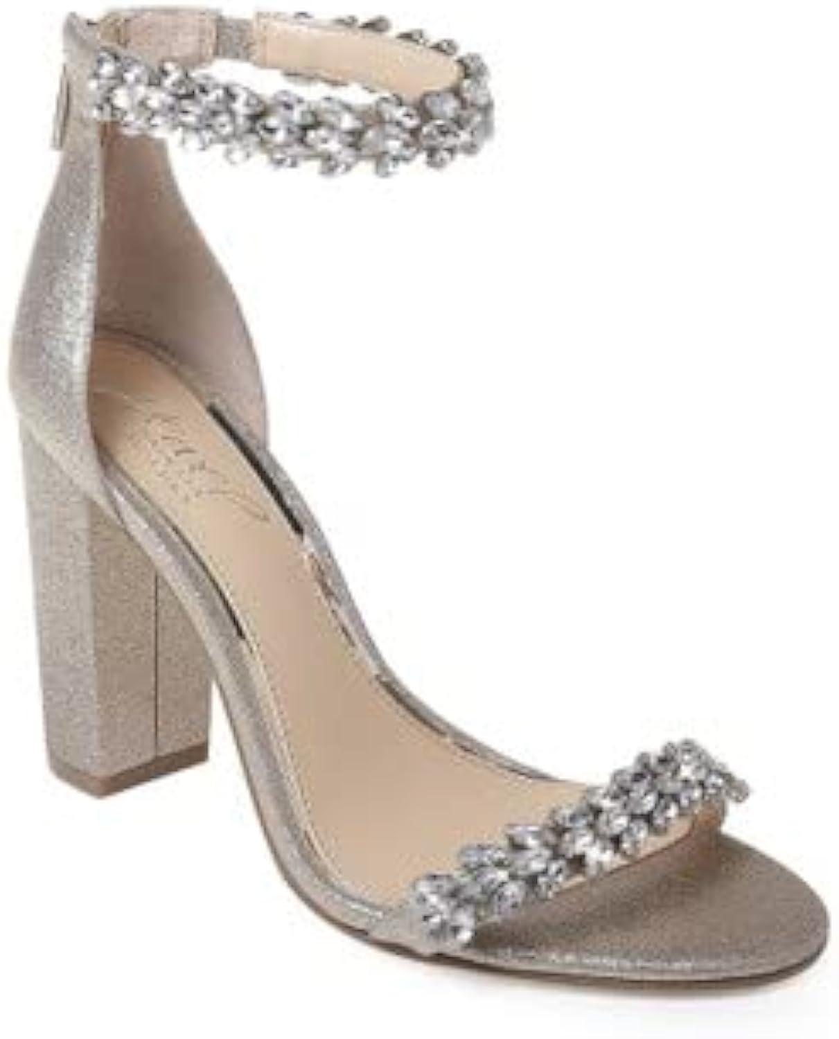 Mayra Evening Ankle Strap High Heel in Glittering Gold Satin