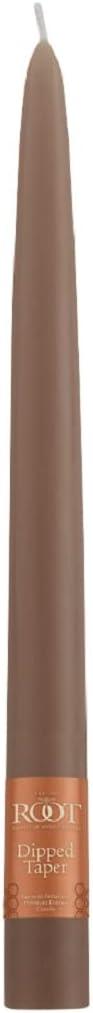 ROOT Candles Unscented Dipped Taper Candles, 9-inch Tall, Box of 12, Color: Portobello