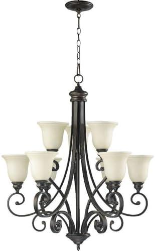 Quorum Lighting Bryant 9-Light Chandelier, Oiled Bronze, 31 Width, 36.25 Height