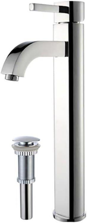 Kraus Ramus Vessel Mixer Single-Handle Bathroom Faucet with Matching Pop-Up Drain