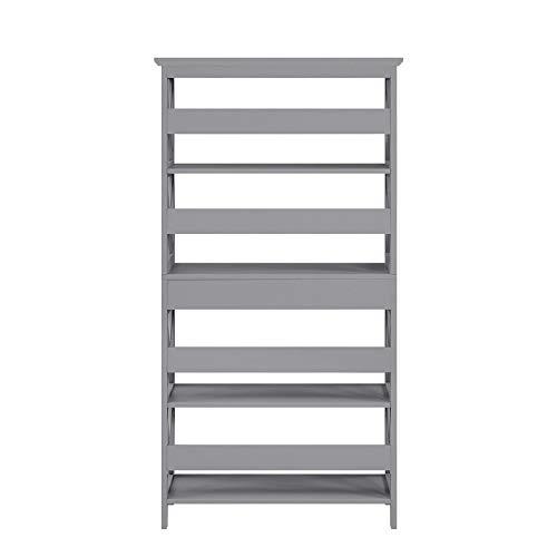 Convenience Concepts Oxford Five-Tier Bookcase with Drawer in Gray Wood Finish