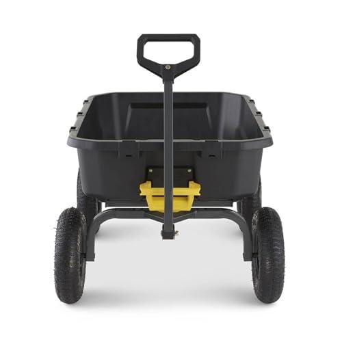 Gorilla Carts Heavy Duty 12 Cubic Foot Poly Yard Dump Cart, Garden Wheelbarrow Wagon with Pneumatic Flat Free Tires for Outdoor Lawn Utility, Black