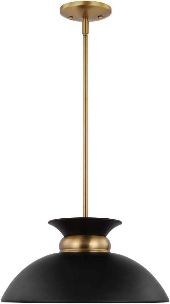 Nuvo Lighting 60/7460 Perkins 15" Wide Pendant - Matte Black / Burnished Brass