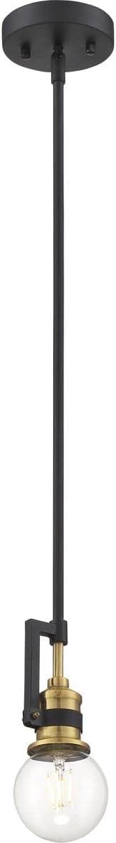 Matte Black and Brass Glass Mini Pendant Light