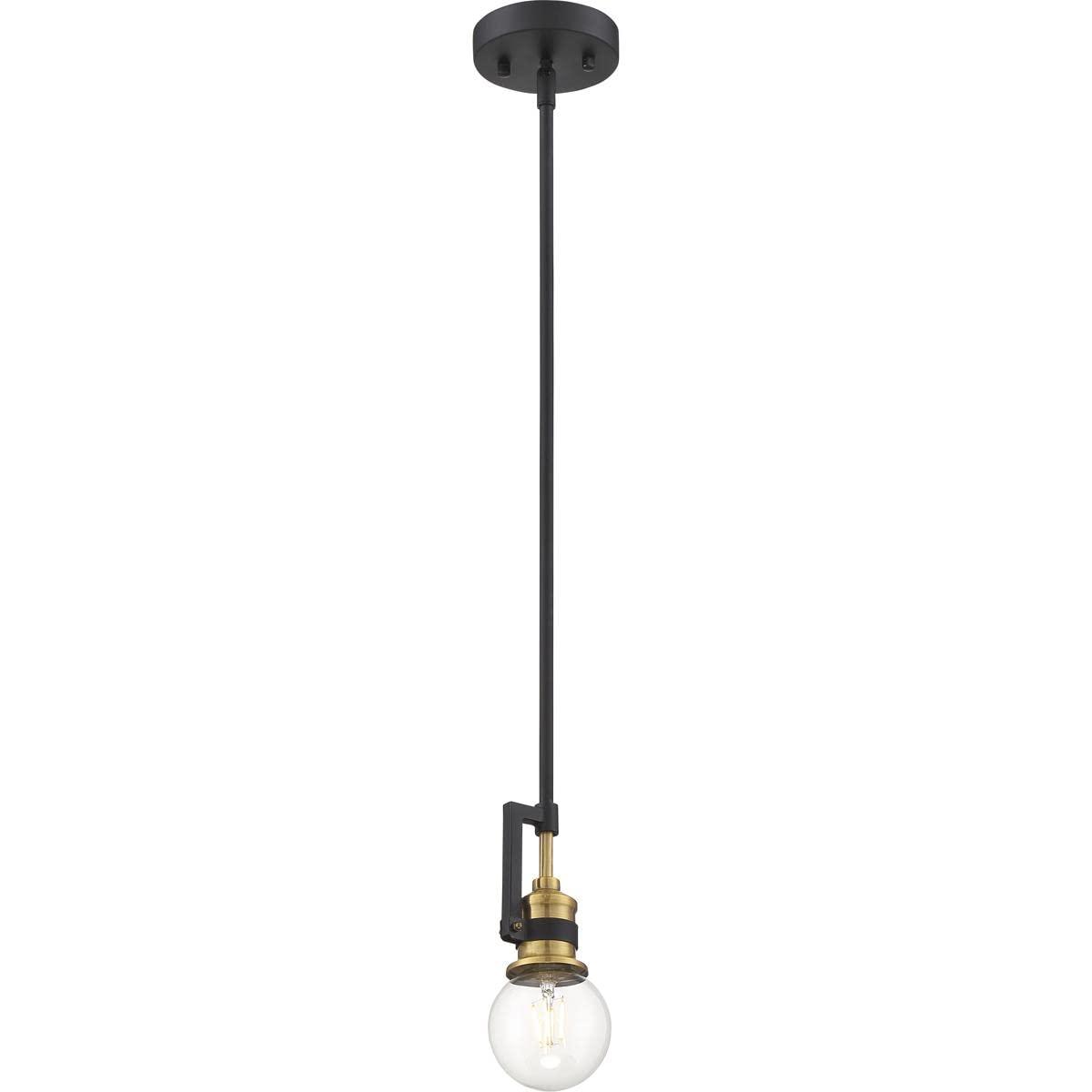 Nuvo Lighting Intention 1-Light Mini Pendant Fixture Warm Brass and Black Finish - N/A