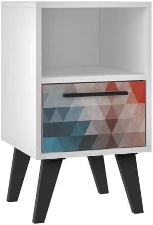 Mid-Century- Modern Amsterdam Nightstand 1.0 with 1 Shelf in Multi Color Red and Blue