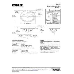 Serif® Ceramic Oval Drop-In Bathroom Sink with Overflow