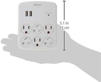 Woods 41076 Power Surge Protector with 6 Outlets, White, 1440J, Each