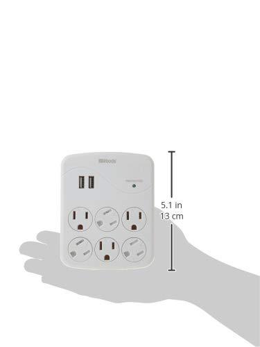 Woods 41076 Surge Protector with 6 Power, 6-Outlet 1440J of Protection