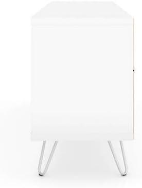 Manhattan Comfort 216BMC6 Baxter Mid-Century- Modern TV Stand with Wine Rack in White, 23.03 x 53.54 x 14.17 in.