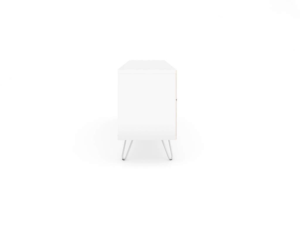 Manhattan Comfort 216BMC6 Baxter Mid-Century- Modern TV Stand with Wine Rack in White, 23.03 x 53.54 x 14.17 in.