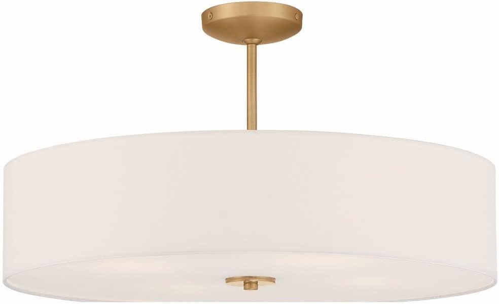 Transitional 24" Brass Drum LED Ceiling Light