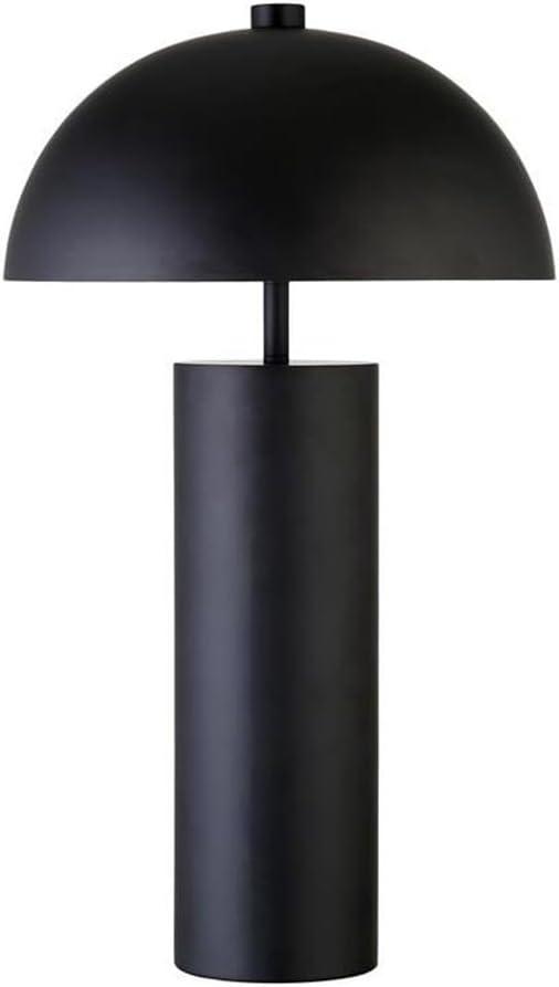 Evelyn&Zoe York 29.5" Mid-Century Modern Metal Table Lamp with White Drum Fabric Shade