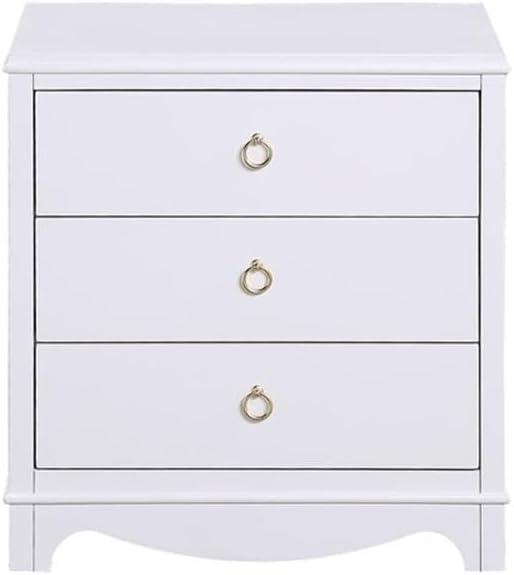 Comfort Pointe Laurel White Wood Finished 3-Drawer Farmhouse Nightstand