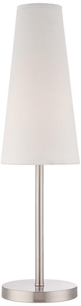 360 Lighting Snippet Modern Table Lamp 26" High Brushed Nickel White Cone Shade for Bedroom Living Room Bedside Nightstand Office Kids Family House