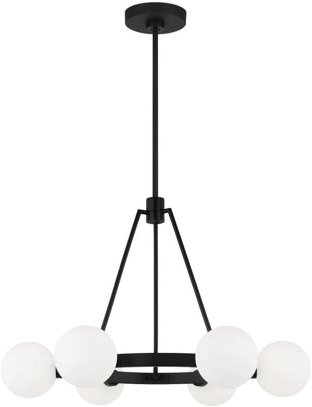 Clybourn 6-Light Midnight Black Chandelier with Milk Glass Shades