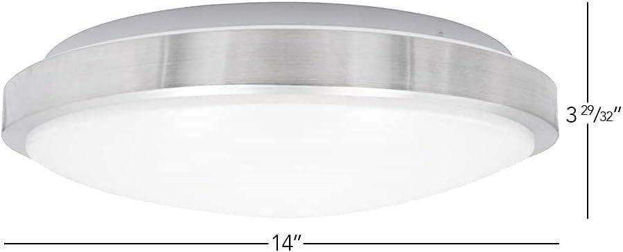 Maxxima 14 in. LED Round Flush Mount Ceiling Light Fixture, Brushed Aluminum Trim, Dimmable, 3000K Warm White, 1600 Lumens