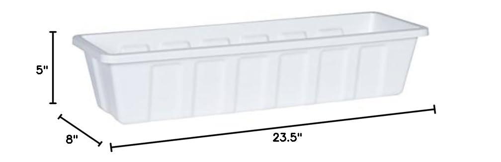 Novelty Poly-Pro Plastic Liner/Planter Flower Box, White, 24"
