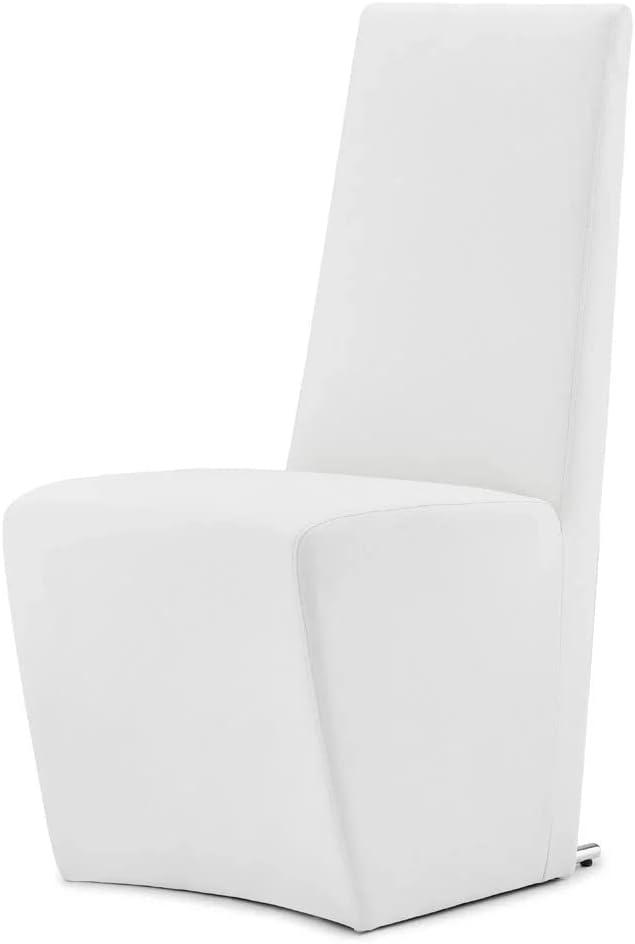 White High Back Faux Leather Upholstered Dining Chair